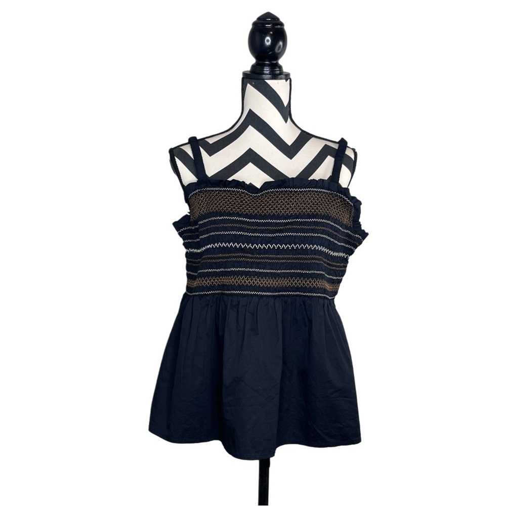 Old Navy Sz XL 100% Cotton Blackjack Crafted Smocked Top
